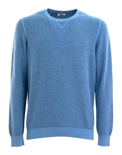 Фактурный свитер с круглым вырезом, синий Barba