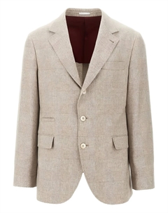 Однобортный пиджак в клетку, нейтральный Brunello cucinelli