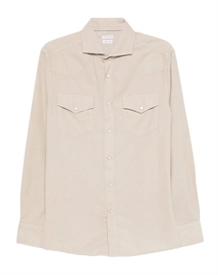 Хлопковая рубашка с двумя карманами, нейтральный Brunello cucinelli