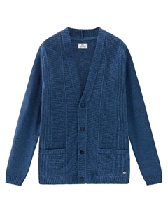 Кардиган в рубчик с V-образным вырезом, синий Woolrich
