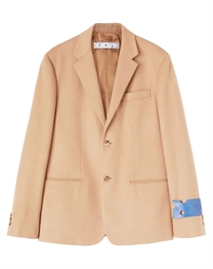 Однобортный пиджак с вышитым логотипом, коричневый Off-white