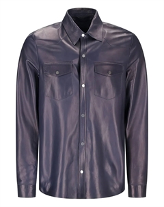 Кожаная рубашка с карманами-клапанами, синий Salvatore santoro