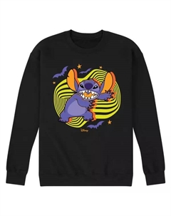 Мужская флисовая кофта Lilo & Stitch с волнистыми летучими мышами и звездами, черный Disney