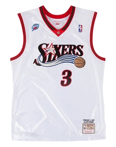 Топ 76Ers 2001 Allen Iverson, белый Mitchell and ness