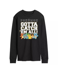 Мужская футболка с длинным рукавом и принтом группы «Поймай их всех покемонов», черный Licensed character