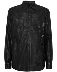 Джинсовая рубашка с нашивкой, черный Philipp plein