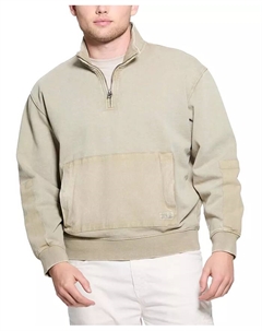 Мужская толстовка Tyler с длинным рукавом и молнией до четверти, свободного кроя, белый Guess