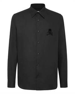 Рубашка с длинными рукавами, вышитая черепом, черный Philipp plein