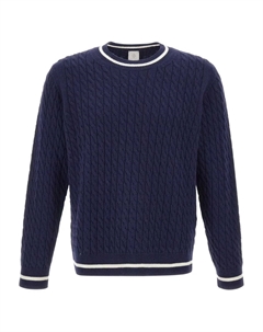 Шерстяной свитер косой вязки, синий Eleventy