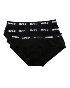Комплект из трех трусов-брифов с логотипом, черный Hugo