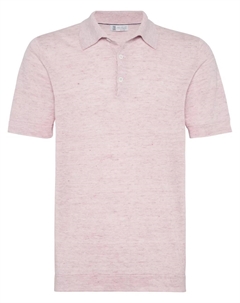 Рубашка поло с воротником в рубчик, розовый Brunello cucinelli