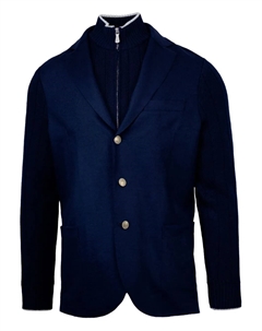 Шерстяной пиджак с трикотажными рукавами, синий Eleventy