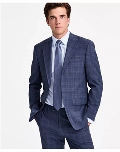 Мужской приталенный пиджак из шерстяной смеси, синий Calvin klein