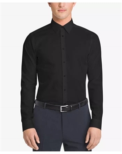 Мужская облегающая рубашка с узором "елочка", не требующая глажки, черный Calvin klein