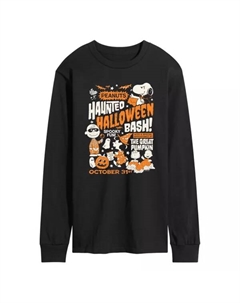Мужская футболка с длинным рукавом "Вечеринка в стиле Арахиса на Хэллоуин" с принтом, черный Licensed character