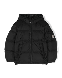 Пуховик с капюшоном и нашивкой-логотипом, черный Moncler enfant