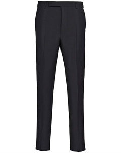 Шерстяные брюки строгого кроя, черный Prada