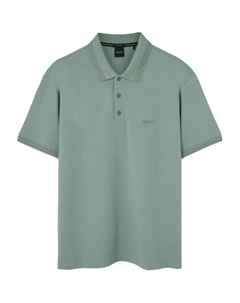 Хлопковая рубашка-поло, зеленый Boss