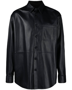 Кожаная рубашка со вставками, синий Off-white