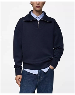 Мужской свободный хлопковый свитшот, синий Mango