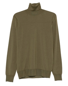 Шерстяной свитер с высоким воротником, зеленый Paolo pecora