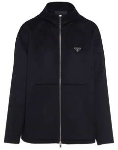 Худи на молнии с логотипом, черный Prada