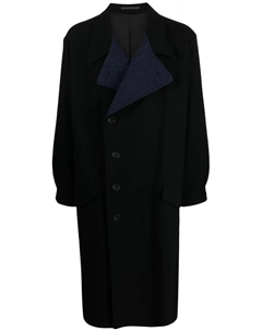 Тренч с заостренными лацканами и поясом, черный Yohji yamamoto