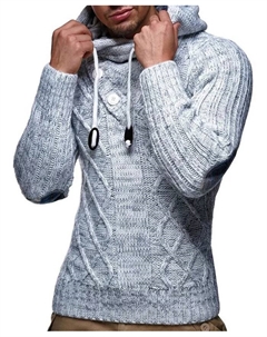 Мужской вязаный пуловер | Удлиненный худи приталенного кроя | Базовый зимний худи-свитер для мужчин, серый Leif nelson