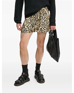 Шелковые шорты с леопардовым принтом, нейтральный Nanushka
