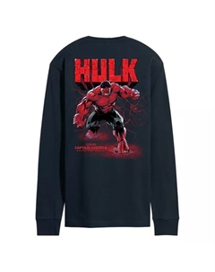 Мужская футболка с длинным рукавом с принтом «Капитан Америка: О дивный новый мир» и «Халк», синий Marvel