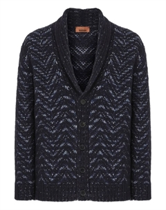 Кардиган с шалевым воротником и волнистым узором, синий Missoni