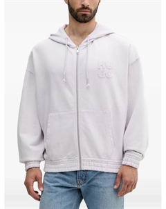 Толстовка с капюшоном на молнии с нашивкой-логотипом, фиолетовый Hugo