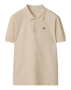 Хлопковая рубашка-поло с логотипом, нейтральный Burberry