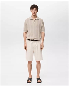 Мужские бермуды оверсайз из хлопка, коричневый/бежевый Mango