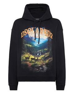 Худи с принтом, черный Dsquared2