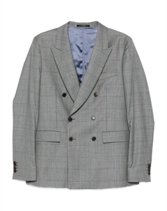Клетчатый двубортный пиджак, серый Paul smith