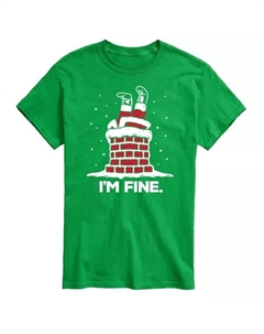 Футболка с рисунком дымохода "Я в порядке, Санта" для больших и высоких, зеленый Licensed character