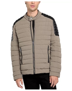 Мужская облегченная стеганая куртка с мото-элементами, коричневый Guess