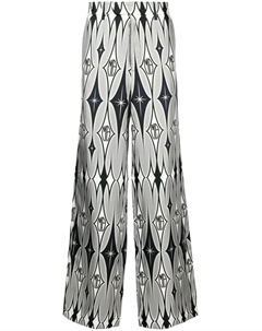 Широкие шелковые брюки с графичным принтом, черный Amiri