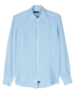 Льняная рубашка со срезанным воротником, синий Fay