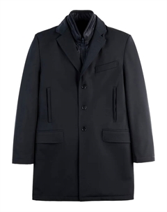 Однобортное пальто со съемным жилетом, синий Fay