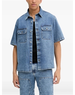 Джинсовая рубашка с короткими рукавами, синий Hugo