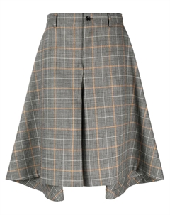 Клетчатые шорты асимметричного кроя со складками, черный Comme des garçons homme plus