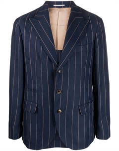 Однобортный пиджак в тонкую полоску, черный Brunello cucinelli