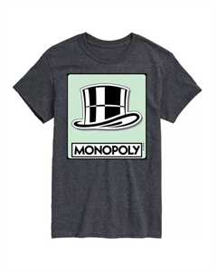 Футболка с принтом «Шляпа из Монополии» для мужчин, серый Licensed character