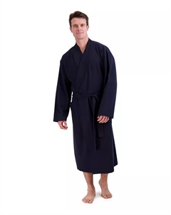 Мужской халат из вафельной хлопковой ткани, синий Hanes