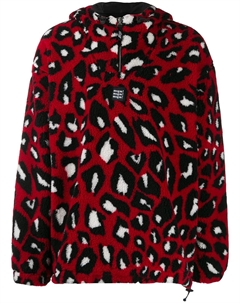 Свитер с анималистичным принтом и капюшоном, красный Msgm