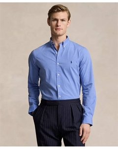Мужская облегающая рубашка из стрейч-поплина, синий Polo ralph lauren