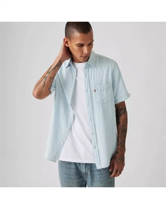 Рубашка с коротким рукавом Sunset из хлопка и льна с одним карманом, цвет Eddie Stripe Niagara Mist - Blue Levi's®