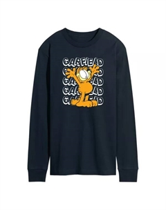 Мужская футболка с длинным рукавом и повторяющимся принтом Garfield, синий Licensed character
